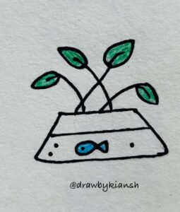 A Fish Tank with Plants | Easy Plant Drawing Ideas