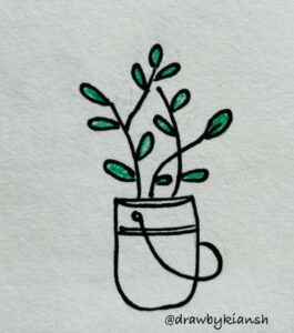 A Plant in a Pail | Easy Plant Drawing Ideas