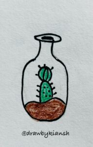 Cactus in a Bottle | Easy Plant Drawing Ideas