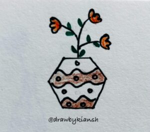 Colorful Flower Pot | Easy Plant Drawing Ideas