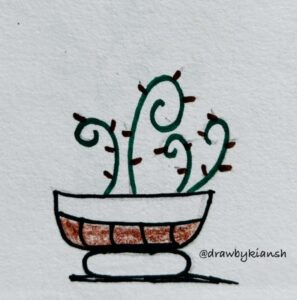 Curly Cactus in a Pot | Easy Plant Drawing Ideas