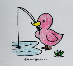 Duck with Fishing Rod