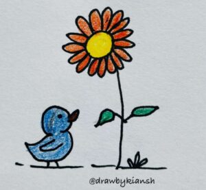 Duckling with Sunflower