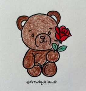 Teddy Bear Holding Rose